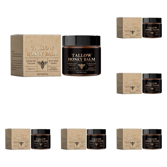 Organic Nourishing Skin Tallow Balm Long Lasting Moisturizing Smooth Facial for Dry and Sensitive Skin Honey Face Body Skin Care 6PCS