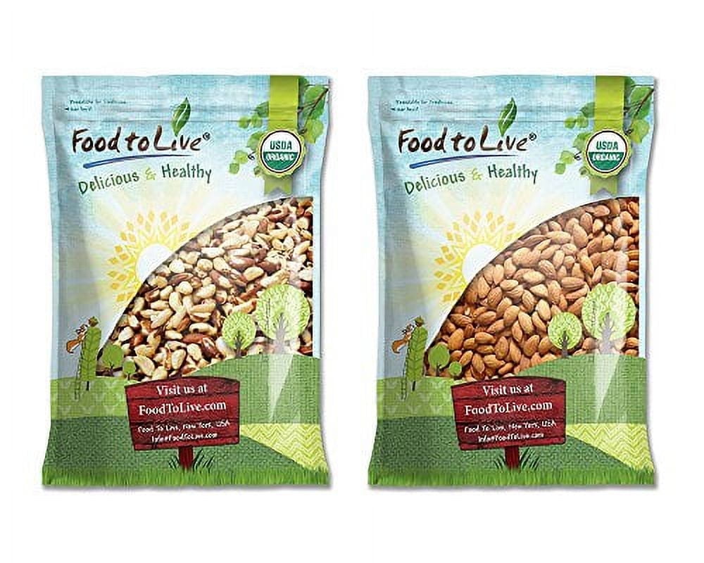 Organic Nuts Bundle with Brazil Nuts (Raw, No Shell, 8 Pounds) and Organic Almonds (Raw, No Shell, Unpasteurized, 12 Pounds) — by Food to Live (8 Pounds+12 Pounds)