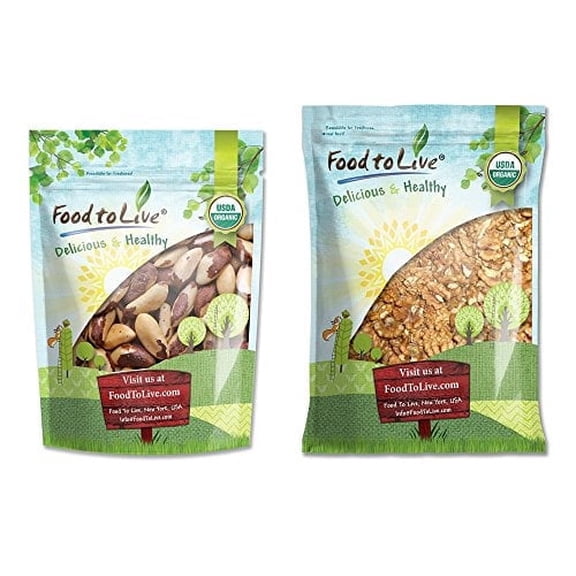 Organic Nuts Bundle with Brazil Nuts (Raw, No Shell, 4 Pounds) and Organic Walnuts (Raw, No Shell, 5 Pounds) by Food to Live (4 Pounds+5 Pounds)