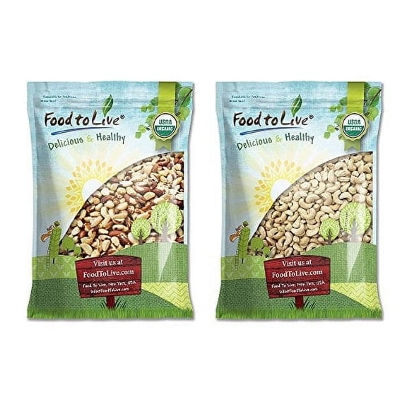 Organic Nuts Bundle with Brazil Nuts (Raw, No Shell, 8 Pounds) and Organic Cashews W-240 (Whole, Raw, 8 Pounds) by Food to Live (8 Pounds+8 Pounds)