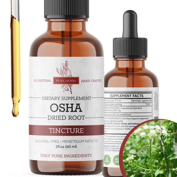 Organic OSHA Root Tincture Natural Respiratory Support Alcohol-Free Liquid Extract Vegan, Non-GMO, Made in USA 2 Fl Oz