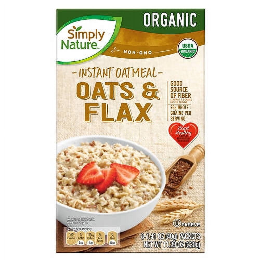 Organic Oats and Flax Instant Oatmeal Packets, 8 count Packaging May Vary
