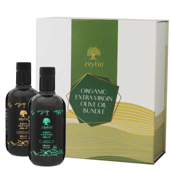 Organic Olive Oil Premium Gift Box - Zeytin 1L Sampling Set (Two 500 ml Bottles)