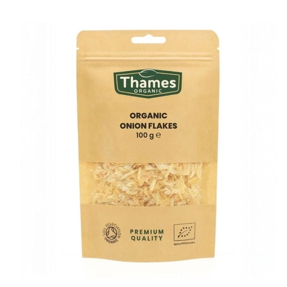 Organic Onion Flakes 100g- Non-GMO, Vegan, No Additives, No Preservatives - Dehydrated Onion Flakes Perfect for Soups, Stews, and Seasoning Blends - Thames Organic 100g