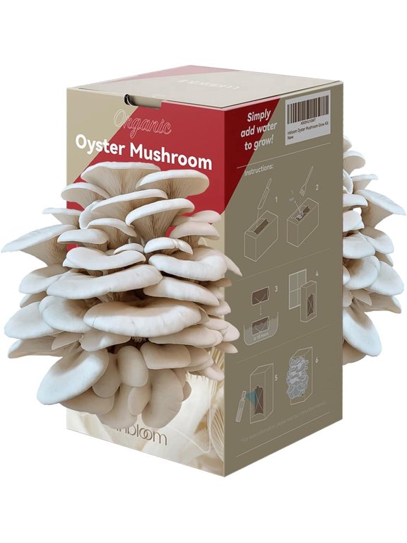 Organic Oyster Mushroom Growing Kit with Spray, Harvest Fresh Mushrooms at Home, Beginner Friendly & Easy to Use, Unique Gardening Gift for Holiday, Handmade in New Jersey, USA