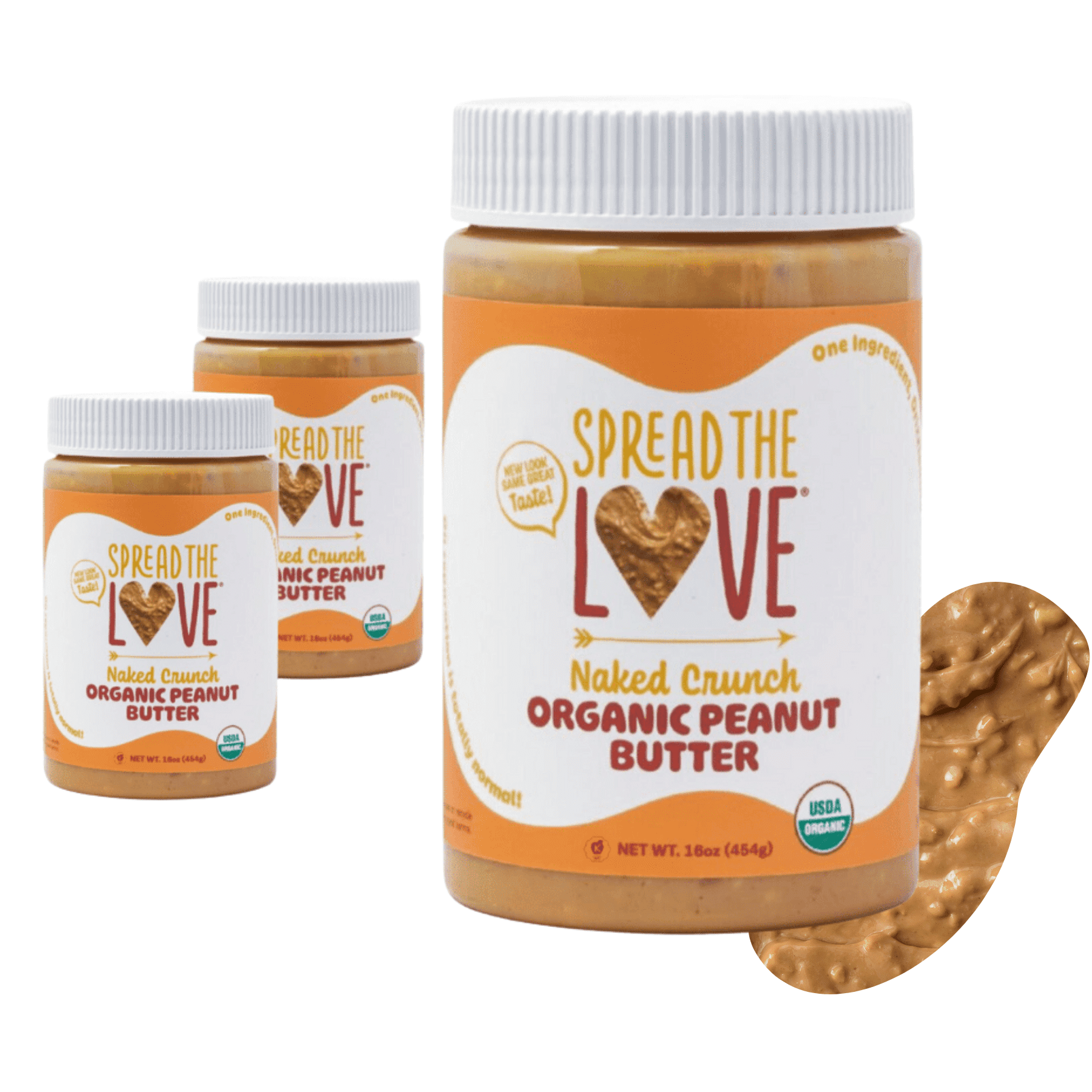 Organic Peanut Butter, Crunchy, Vegan, Palm-Oil Free, No Salt, 16 oz (Pack of 3)