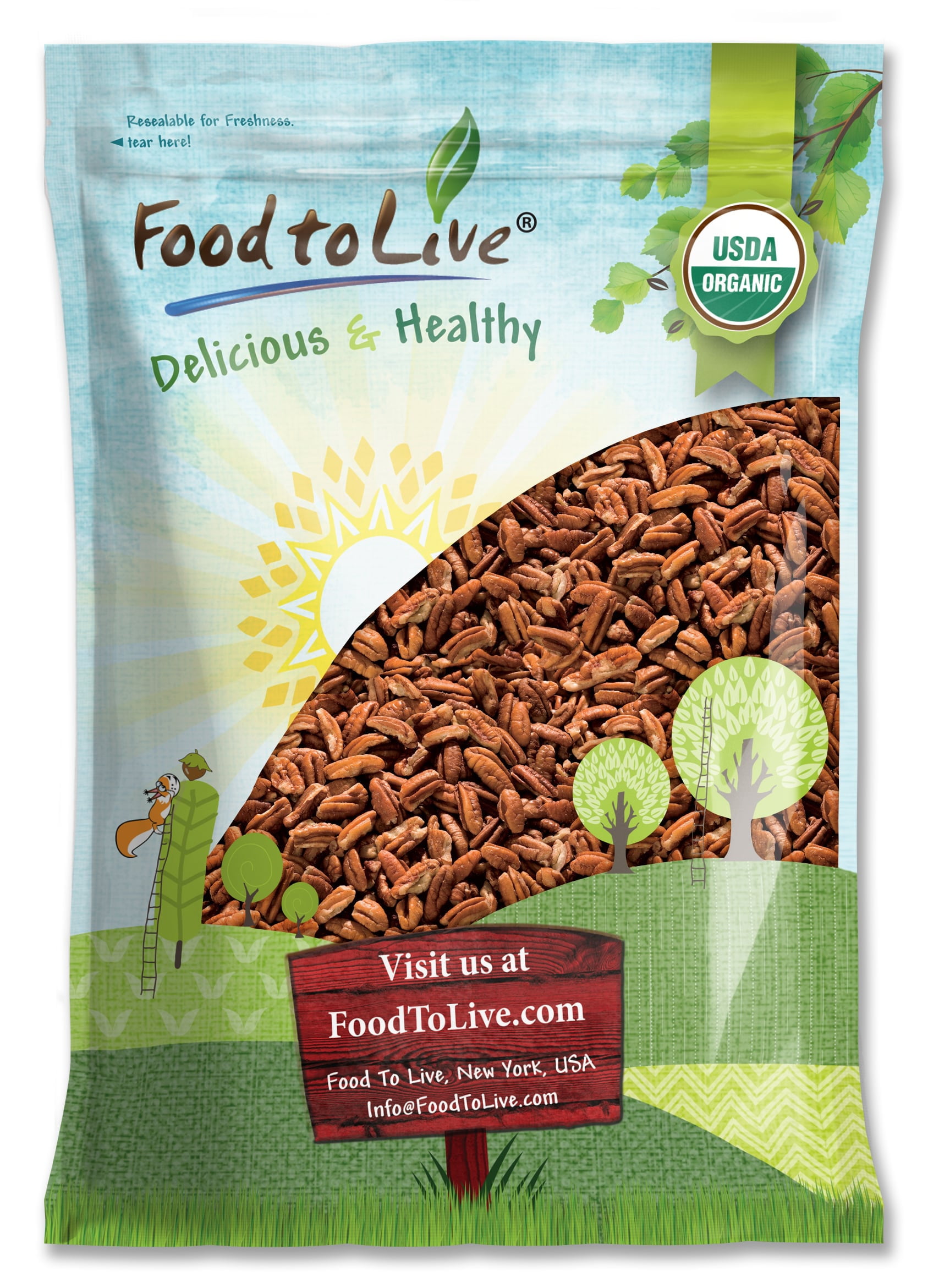 Organic Pecan Pieces, 6 Pounds — Non-GMO, Kosher, Raw, Vegan — by Food to Live