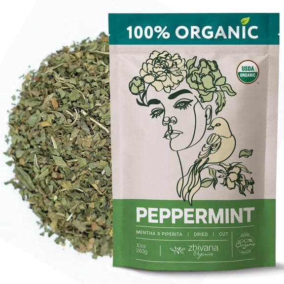 Organic Peppermint Tea Loose Leaf (10oz.) - Dried Mint Tea for Antioxidant, Energy, Digestion - Caffeine Free Pepermint - Mentha X Piperita