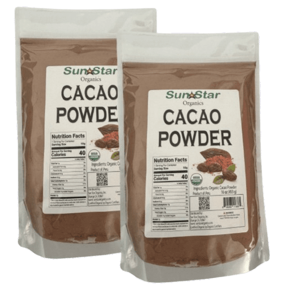 Organic Peruvian Cacao Powder - 1 lb (2 PACK) - Pure & Delicious