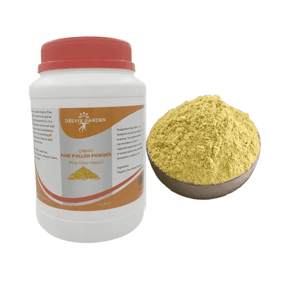 Organic Pine Pollen Powder 1Lb: Delvix Garden 99.99% Broken Cell Wall Pine Pollen Supplement Powder Bulk Natural Superfood Pine Powder