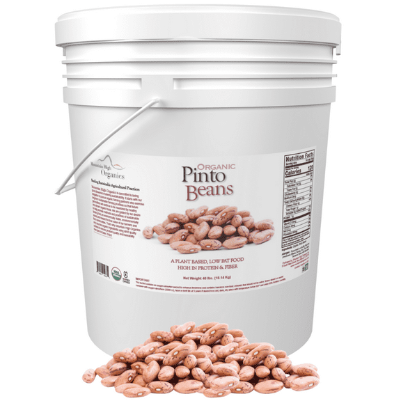 Organic Pinto Beans, 40 lb. Emergency Bucket - Mountain High Organics