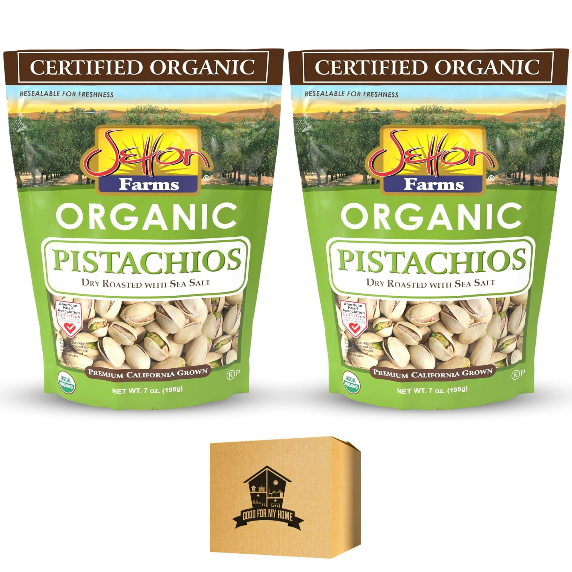 Organic Pistachios Bundle, Includes YPF5 Two 7 Oz of Farms Organic Dry