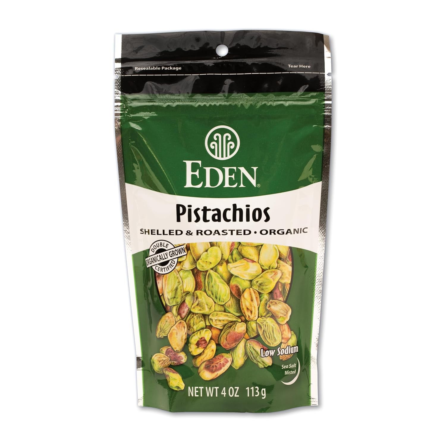 Organic Pistachios, Shelled, Roasted, and Misted with Sea Salt, California Grown, 4 oz