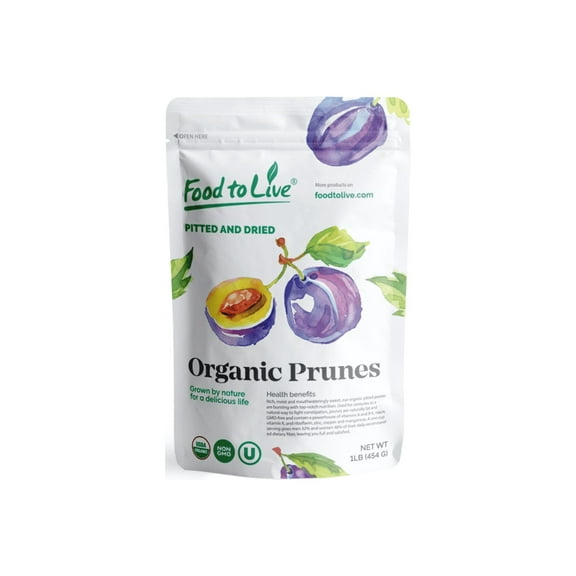 Organic Pitted Prunes, 1 Pound Non-GMO, Kosher, Raw, Vegan by Food to Live