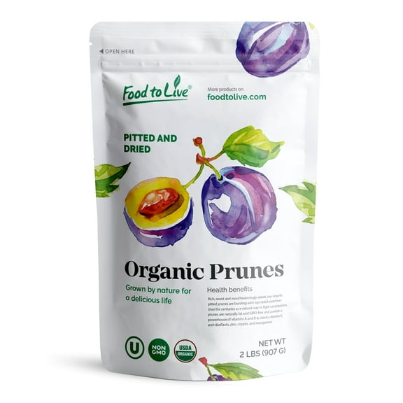 Organic Pitted Prunes, 2 Pounds Non-GMO, Kosher, Raw, Vegan by Food to Live