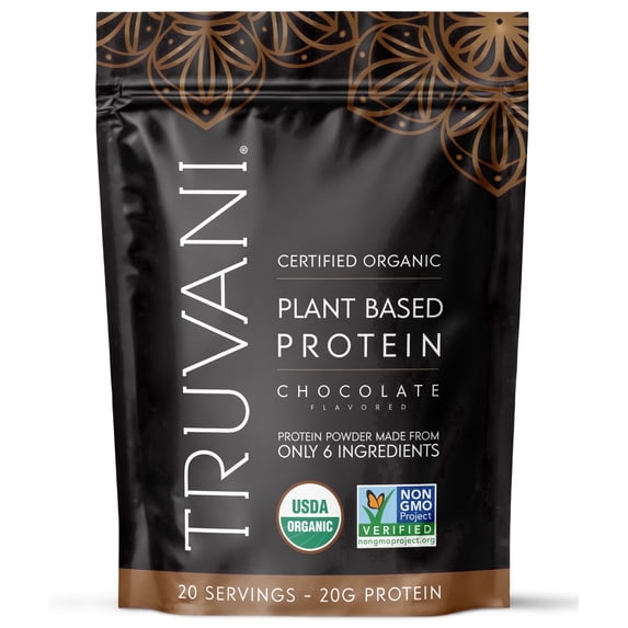 Truvani Vegan Plant Based Pea Protein Powder | Organic | Chocolate | 20 Servings | Gluten & Dairy Free