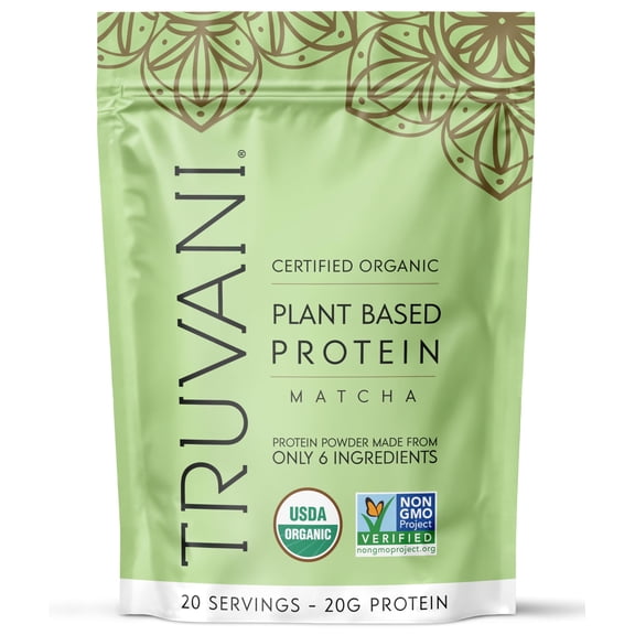Truvani Vegan Plant Based Pea Protein Powder | Organic | Matcha | 20 Servings | Gluten & Dairy Free