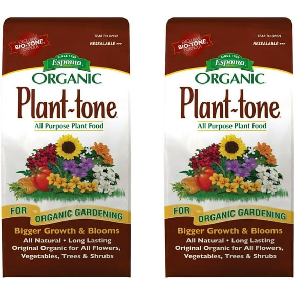 Organic Plant-Tone 5-3-3 Natural & Organic All Purpose Plant Food; 4 lb. Bag; The Original Organic Fertilizer for All Flowers, Vegetables, Trees, and Shrubs. - Pack of 2