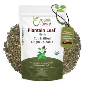 Organic Way Plantain Herbal Loose-Leaf Tea, Cut and Sifted, USDA Organic, Caffeine-Free, Gluten-Free, 4 Ounce Pack
