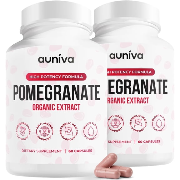 Organic Pomegranate Capsules 700mg Pomegranate Fruit Extract Supplement Organic Pomegranate Extract for Antioxidant, Heart & Energy Support Ancient Wellness Formula 60 Capsules (2-Pack)