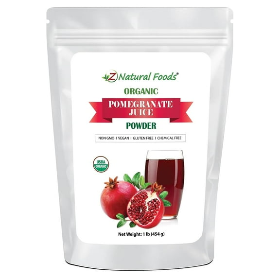 Z Natural Foods Pomegranate Powder - Organic, 1 lb (16 oz) - Pure Pomegranate Juice Extract - Nutritious, Antioxidant Superfood for Smoothies, Tea, Yogurt & Culinary Use