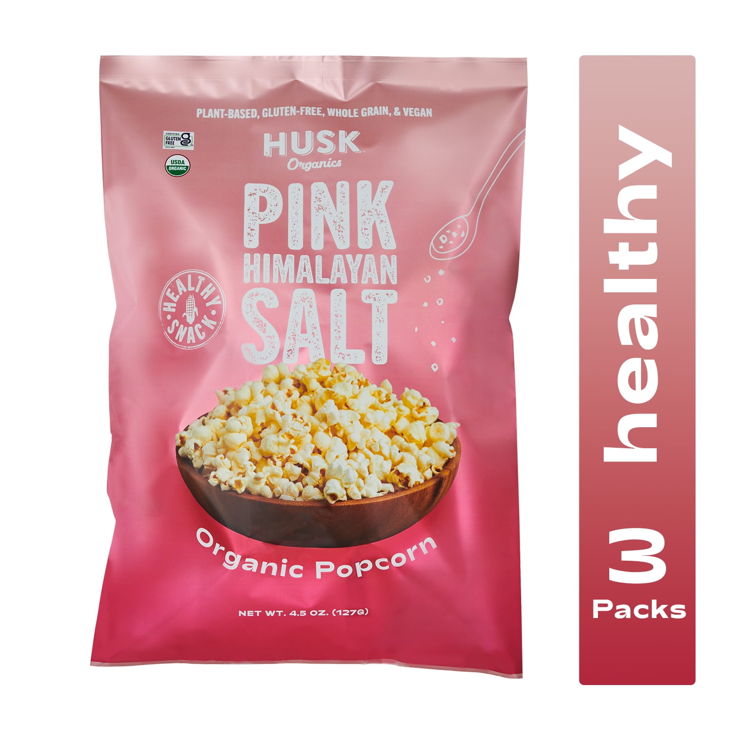 Organic Popcorn 4.5 OZ Pink Himalayan Salt 3 Pack GlutenFree