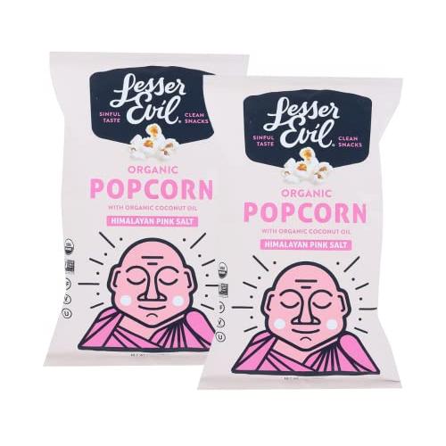 Organic Popcorn Flavored With Himalayan Salt By Lesser Evil, Vegan Air