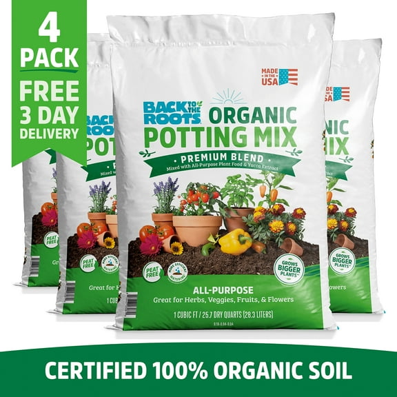 Organic Potting Mix, (4 1cu. ft. Bags)