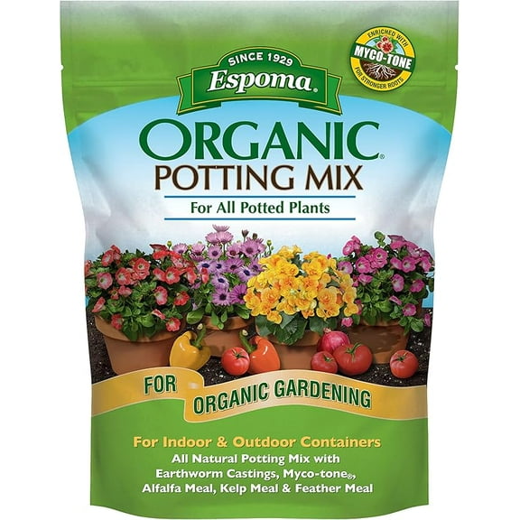 Organic Potting Soil Mix - All Natural Potting Mix For All Indoor & Outdoor Containers Including Herbs & Vegetables. For Organic Gardening, 8qt. bag. Pack of 1
