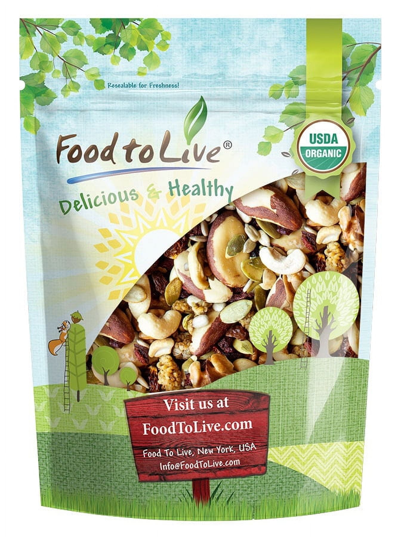 Organic Power Snack Mix, 1 Pound — Raw and Non-GMO Trail Mix Contains Goji Berries, Golden Berries, Mulberries, Raisins, Brazil Nuts, Cashews, Walnuts, Pumpkin & Sunflower Seeds. Vegan, Kosher, Bulk