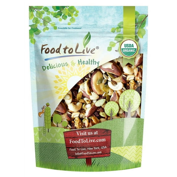 Organic Power Snack Mix, 1 Pound — Raw and Non-GMO Trail Mix Contains Goji Berries, Golden Berries, Mulberries, Raisins, Brazil Nuts, Cashews, Walnuts, Pumpkin & Sunflower Seeds. Vegan, Kosher, Bulk