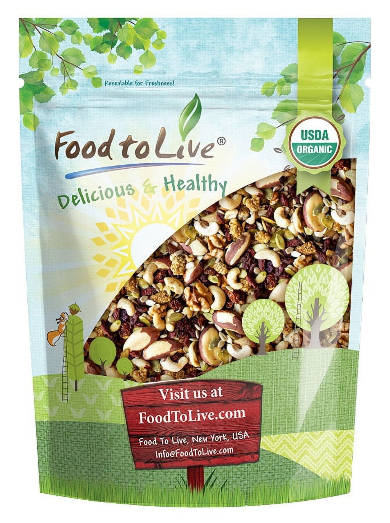 Organic Power Snack Mix, 4 Pounds — Raw and Non-GMO Trail Mix Contains Goji Berries, Golden Berries, Mulberries, Raisins, Brazil Nuts, Cashews, Walnuts, Pumpkin & Sunflower Seeds. Vegan, Kosher, Bulk