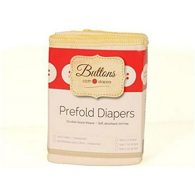 Organic Prefolds 6 Pack, Baby Cloth Diaper Bamboo Cotton Blend