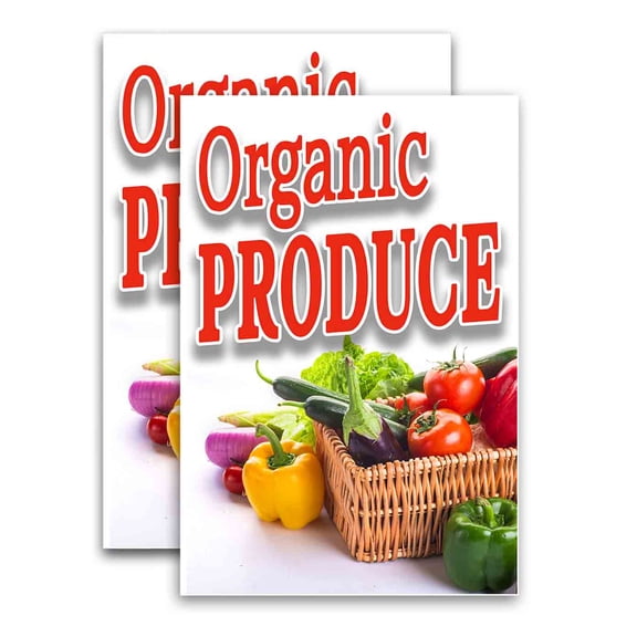 Organic Produce (24" X 36") Vinyl Decal Only (Pack of 2) |Sign|Sticker|Poster
