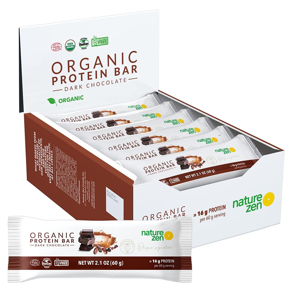 Organic Protein Bars from HHA1 Nature Zen, Chocolate, High 16g protein