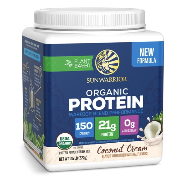 Organic Protein for Performance with BCAAs - Warrior Blend | Plant-Based Protein Support for Performance, Muscle Building & Recovery | Coconut Cream Flavor | 14 Serve