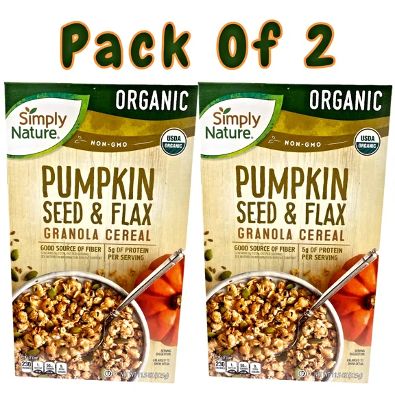 Organic Pumpkin Seed & Flax Granola Cereal (11.5 oz / 326 g Each) Pack of 2