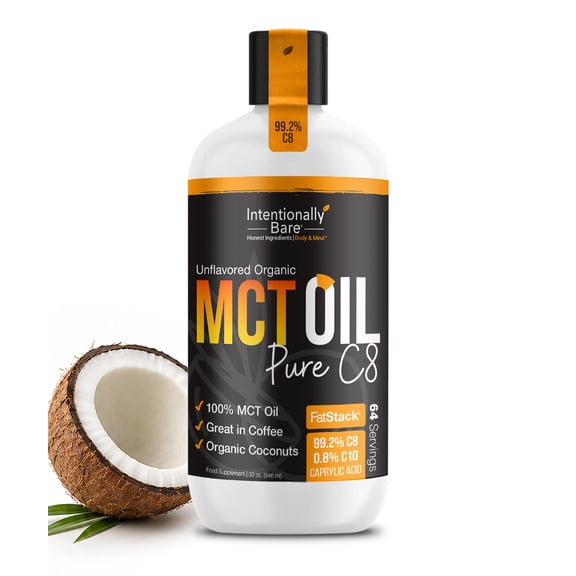 Organic Pure 99.2% C8 MCT Oil - Keto, Paleo, Brain & Heart Health - Fast & Sustainable Ketosis, Focus, Energy - Coffee, Shakes, Salads, Cooking - Flavorless, Non-GMO, 32 Fluid Oz