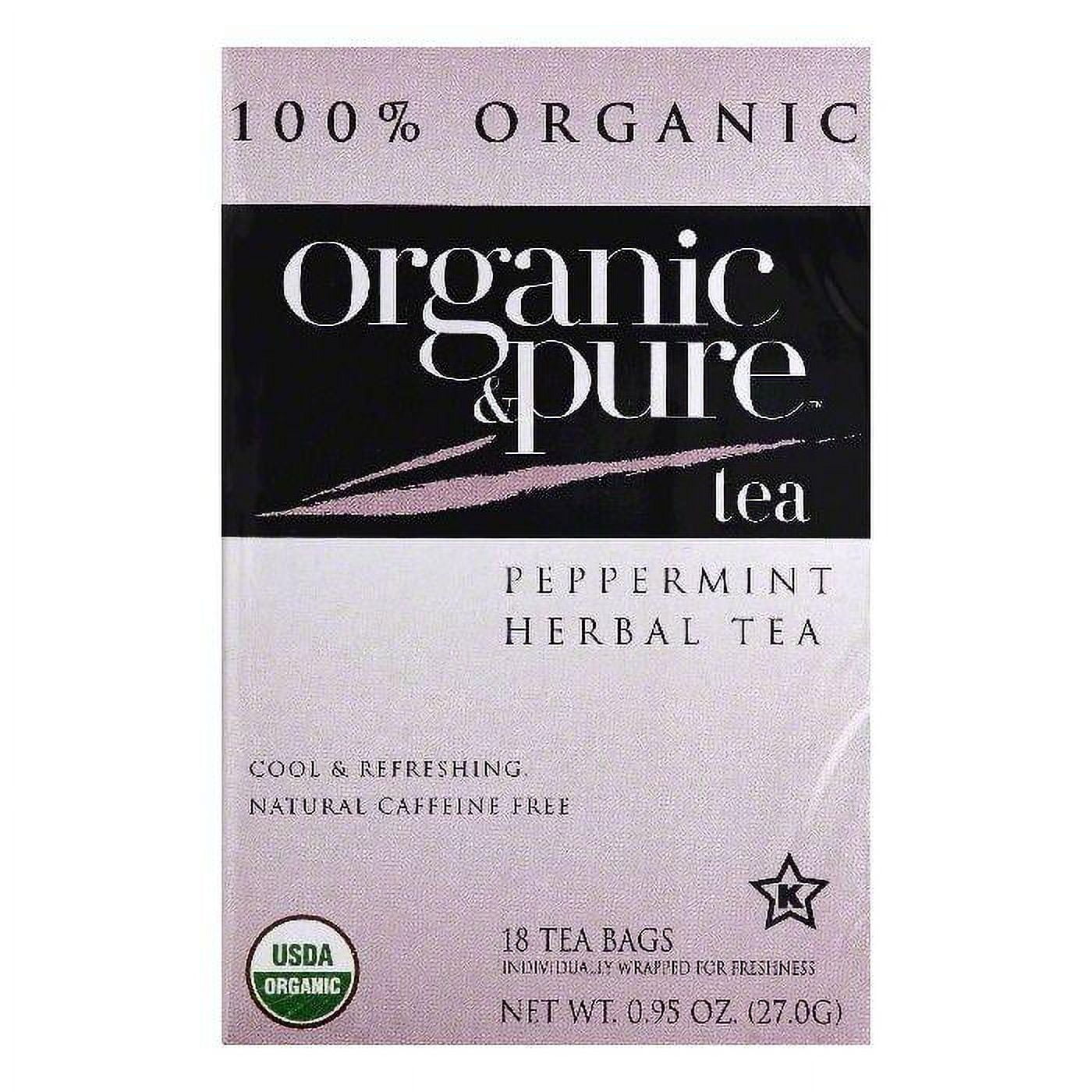 Organic & Pure Bags Caffeine Free Peppermint Organic Herbal Tea, 18 ea (Pack of 6)