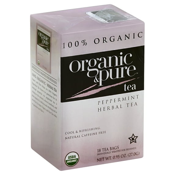 Organic & Pure Herbal Tea Peppermint 18 Bags (Pack Of 12)