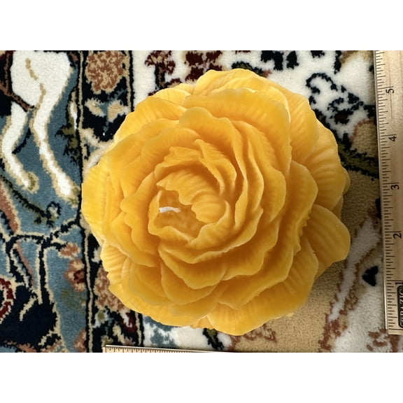 Organic Pure Natural Bees Wax Large Peony Flower Candle handmade
