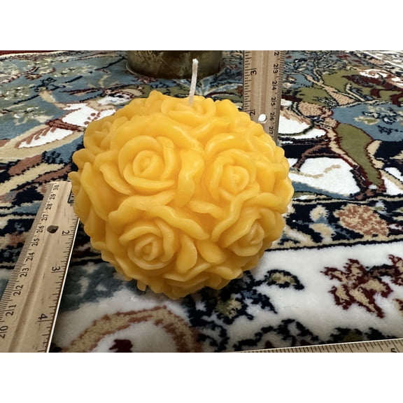 Organic Pure Natural Bees Wax Large Rose Flower Candle handmade