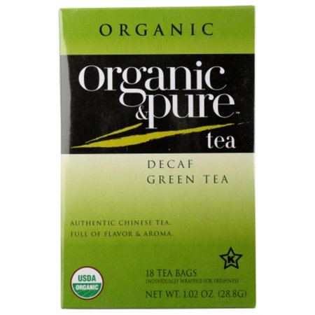 Organic & Pure: Tea Green Dcf Org, 18 Bg