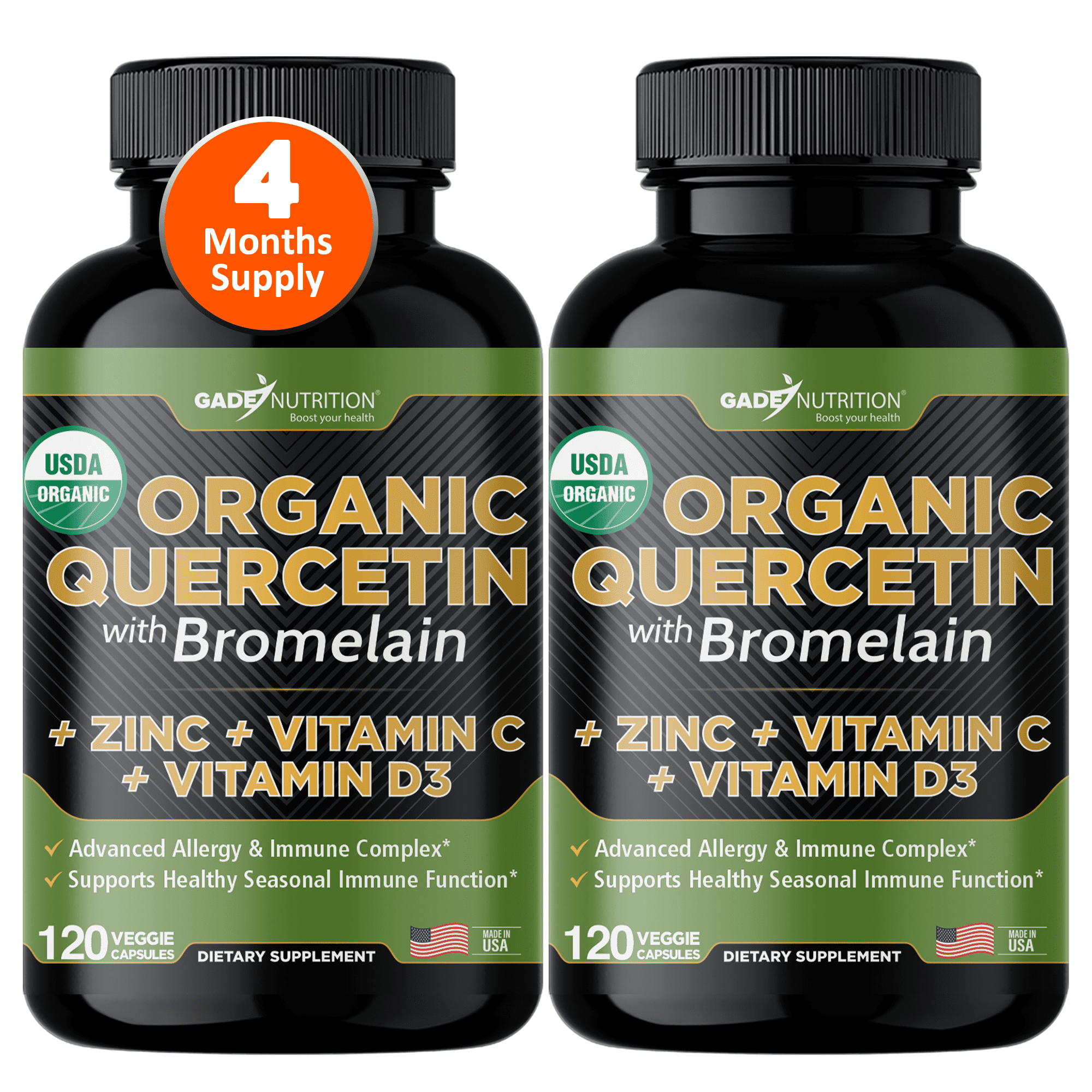 Organic Quercetin with Bromelain, quercetin supplements 500mg, with