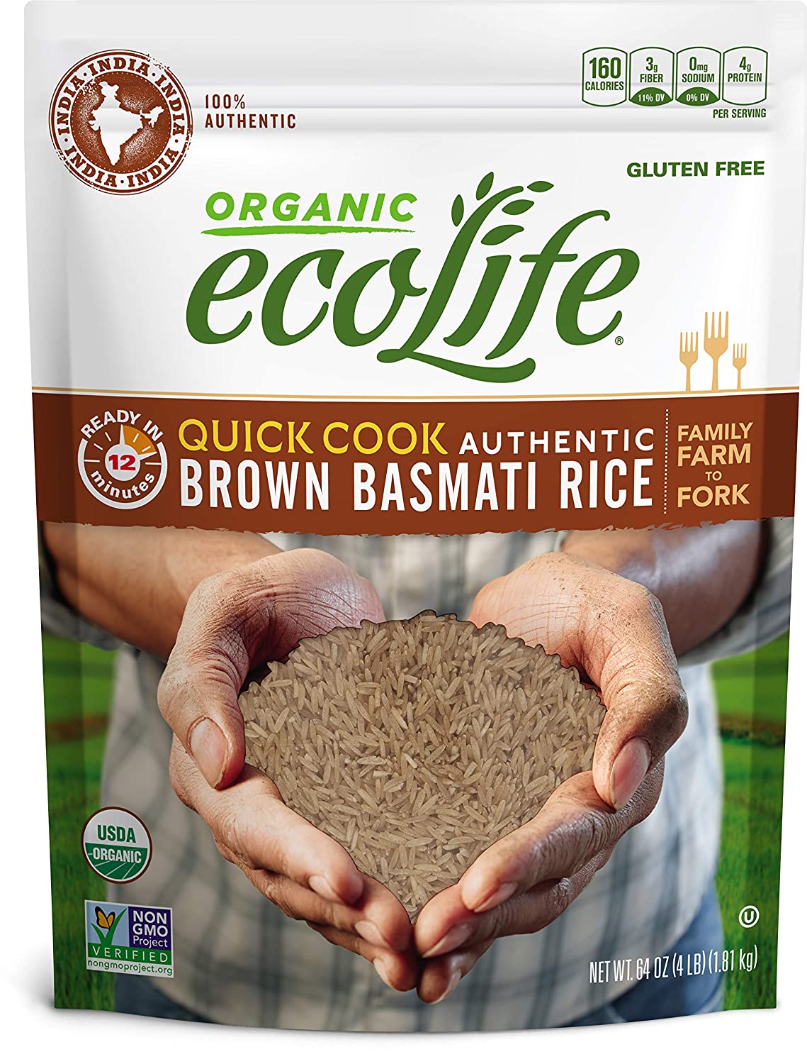 Organic Quick Cook Brown Basmati Rice, 4 Pound
