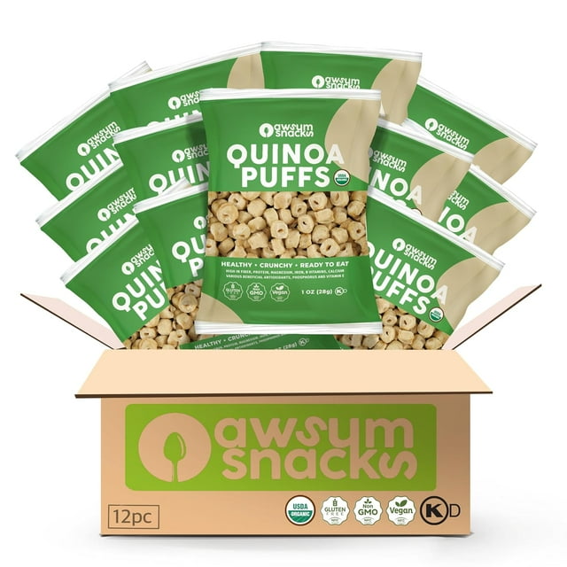Organic Quinoa Puffs Healthy Snack Nutritional Food PlantBased