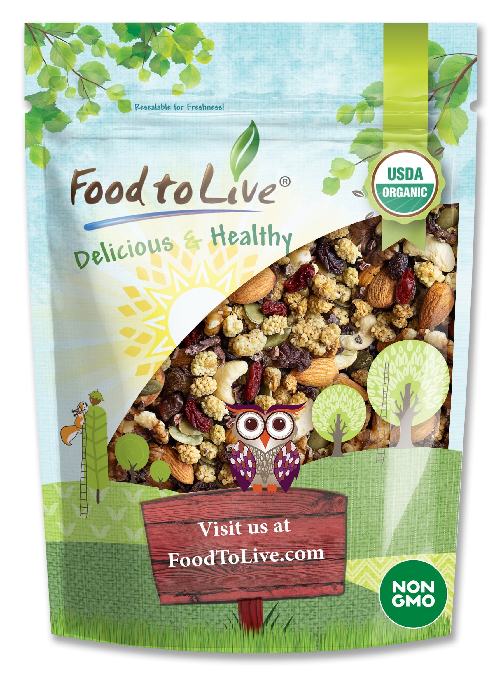 Organic Raw Munchies Snack Mix, 1 Pound - Non-GMO, Raw, Vegan - by Food to Live