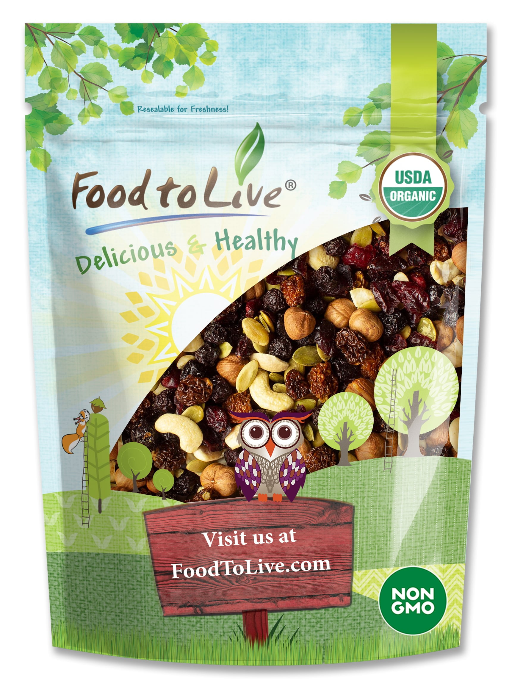 Organic Raw Nuts and Berries with Pumpkin Seeds Snack Mix, 1 Pound — Non-GMO, Raw, Vegan — by Food to Live