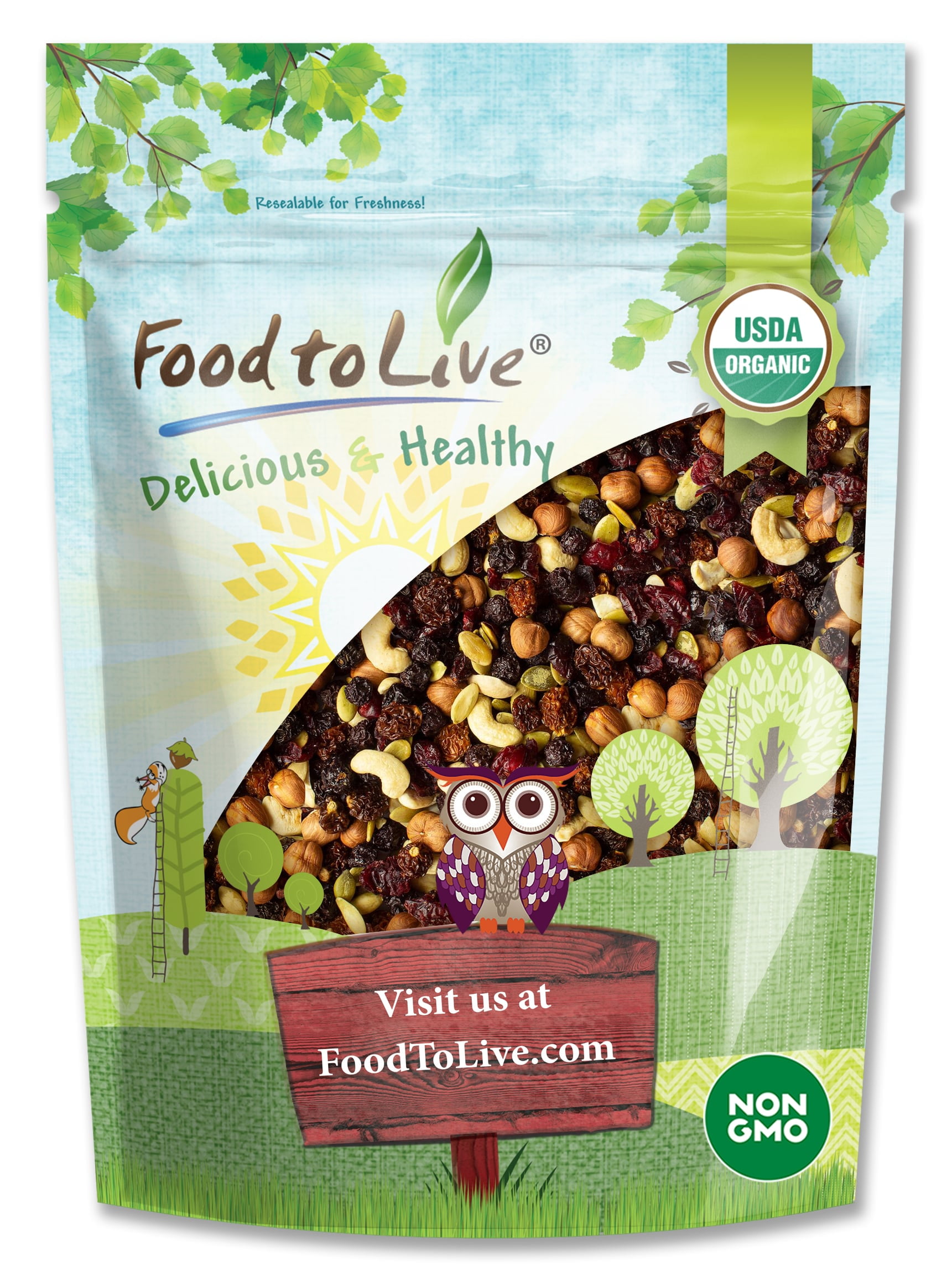 Organic Raw Nuts and Berries with Pumpkin Seeds Snack Mix, 2 Pounds — Non-GMO, Raw, Vegan — by Food to Live