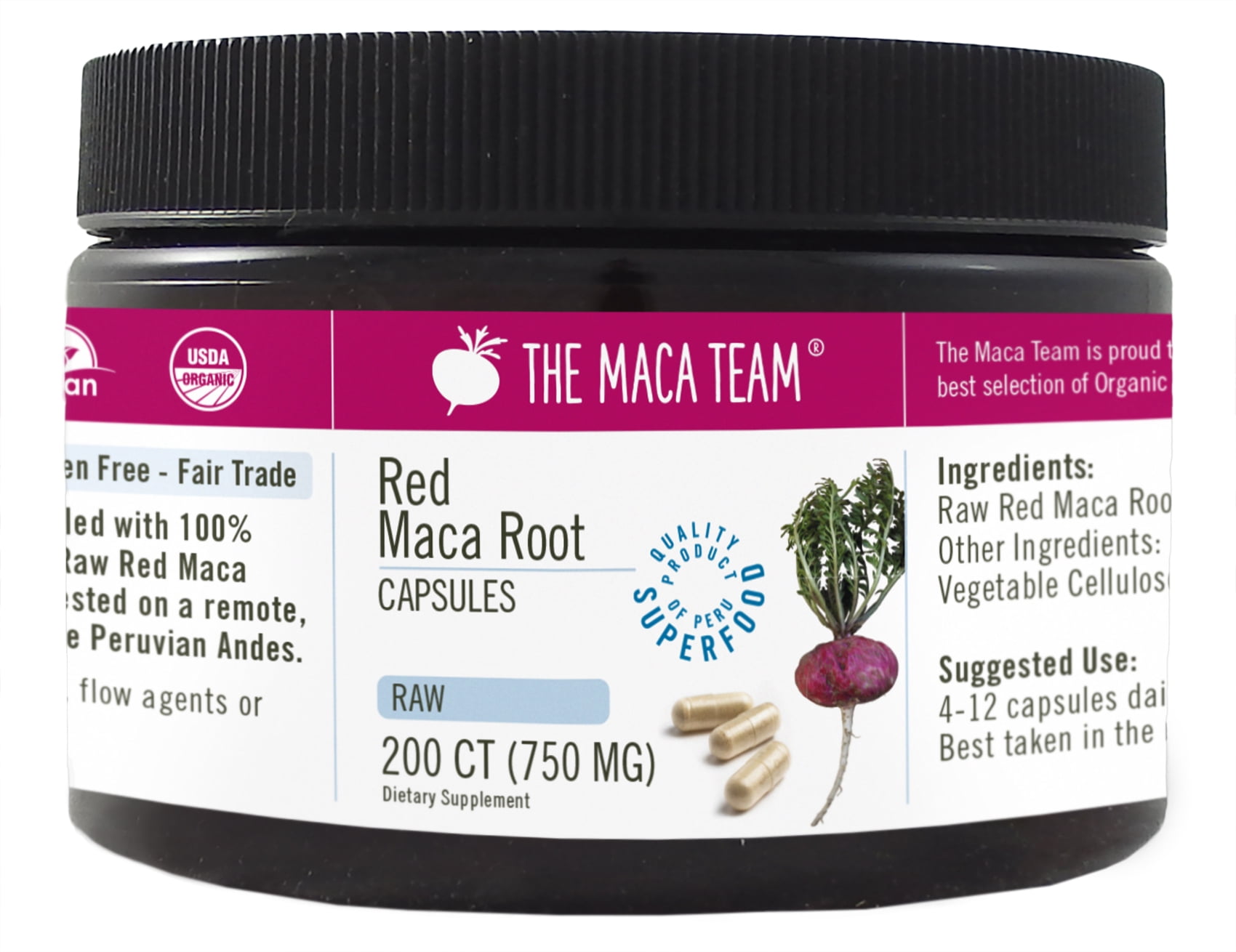 Organic Raw Red Maca Capsules